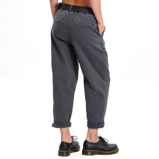 Zeroassoluto-LORY baggy stretch cotton trousers - lead