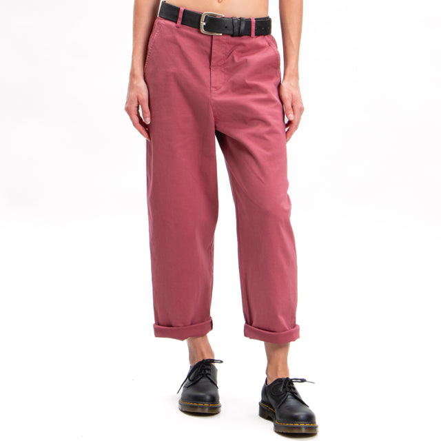 Zeroassoluto-Pantalone LORY baggy cotone elasticizzato - rose