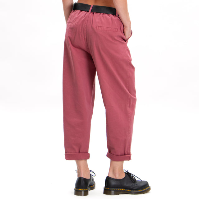 Zeroassoluto-LORY baggy stretch cotton trousers - rose