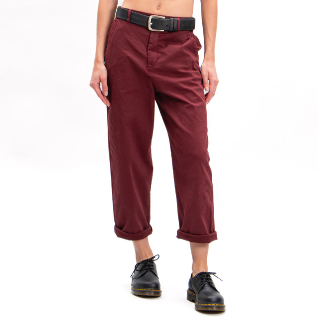 Zeroassoluto-LORY baggy stretch cotton trousers - wine