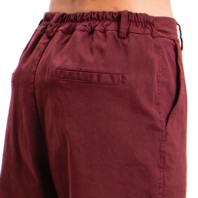 Zeroassoluto-Pantalone LORY baggy cotone elasticizzato - vino