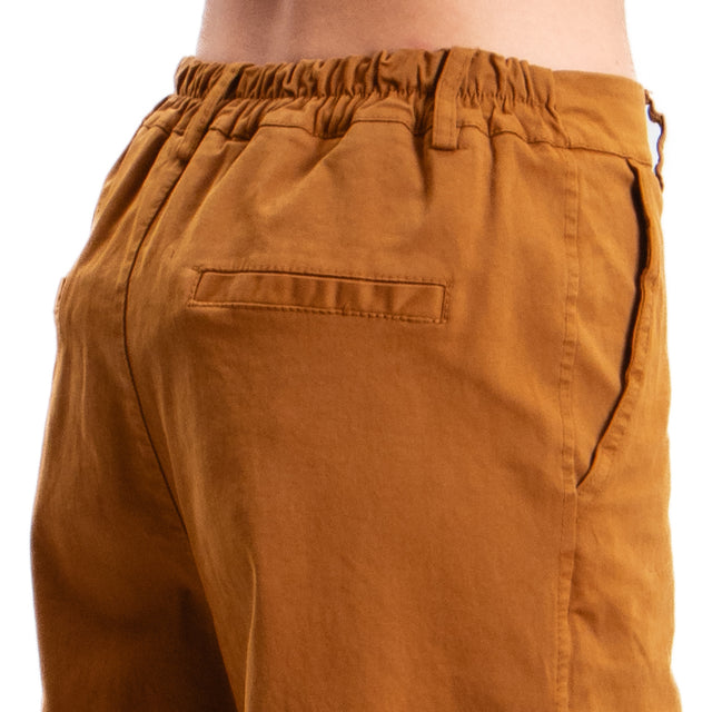 Zeroassoluto-Pantalone LORY baggy cotone elasticizzato - whiskey