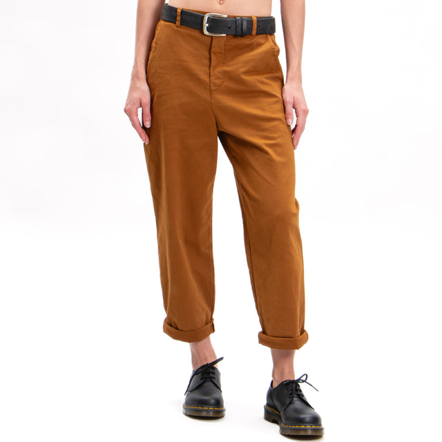 Zeroassoluto-Pantalone LORY baggy cotone elasticizzato - whiskey