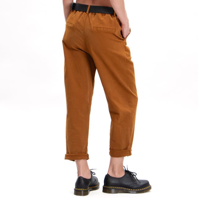 Zeroassoluto-Pantalone LORY baggy cotone elasticizzato - whiskey