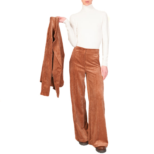 Zeroassoluto- ANDY velvet trousers 500 lines - tobacco