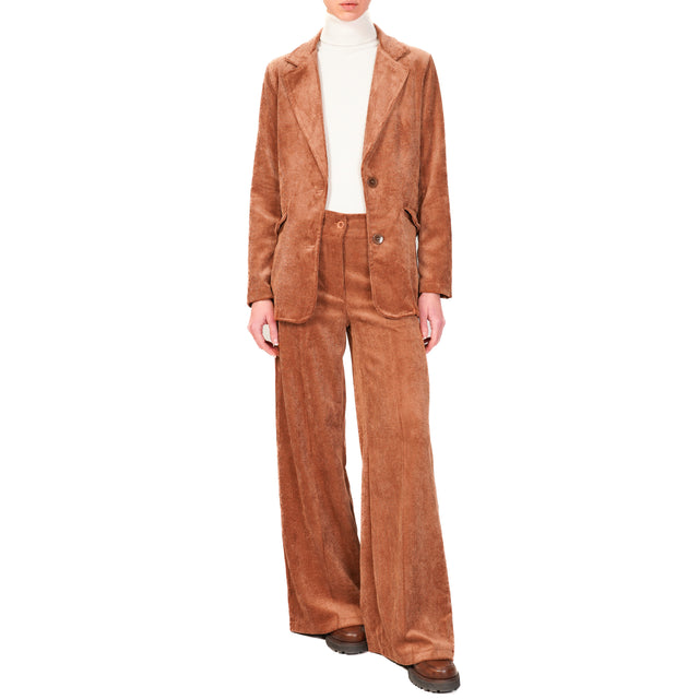 Zeroassoluto- ANDY velvet trousers 500 lines - tobacco