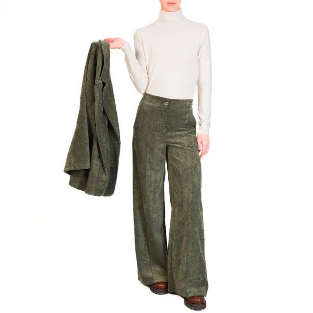 Zeroassoluto- Pantalone ANDY velluto 500 righe - verde bosco