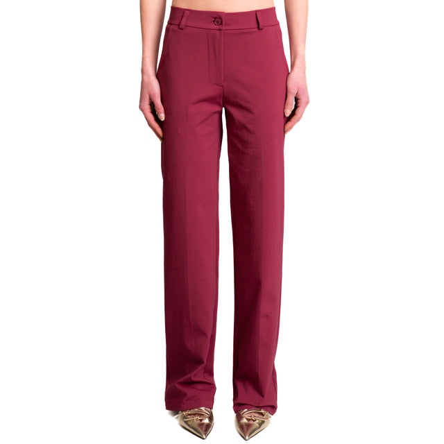 Zeroassoluto-Pantalone BELLE straight fit punto milano - cherry