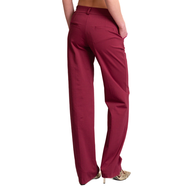 Zeroassoluto-Pantalone BELLE straight fit punto milano - cherry