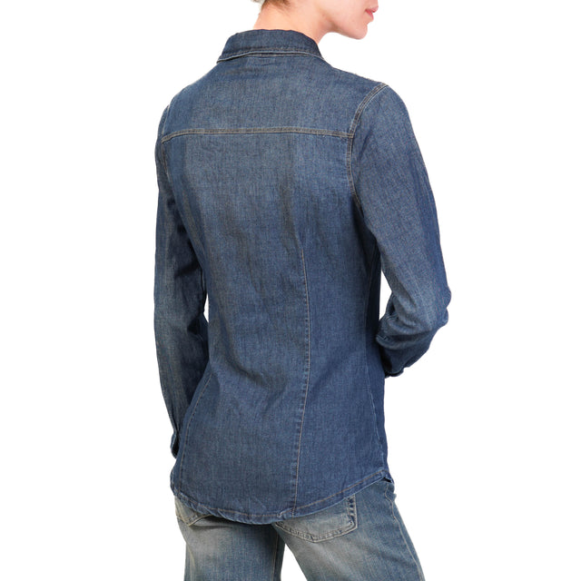 Zeroassoluto-Camicia CAMILLA slim fit tela denim light stretch - denim scuro