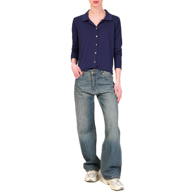 Zeroassoluto-Camicia CARLY in jersey - blu