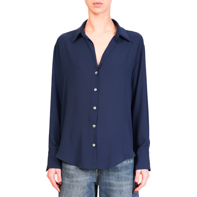 Zeroassoluto-Camicia CLAY MANO SETA - blu indaco