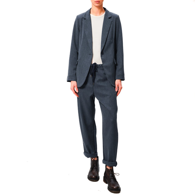 Zeroassoluto-GEMMA 1 button jacket - blue herringbone