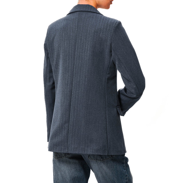 Zeroassoluto-GEMMA 1 button jacket - blue herringbone