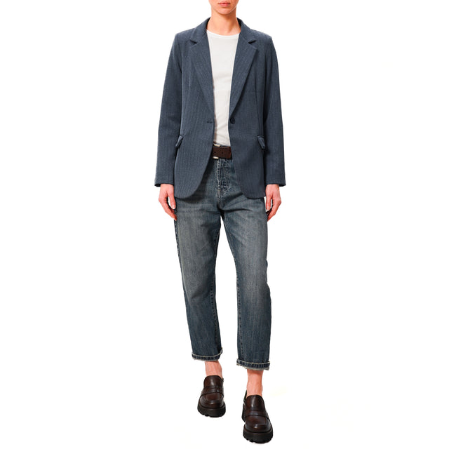 Zeroassoluto-GEMMA 1 button jacket - blue herringbone