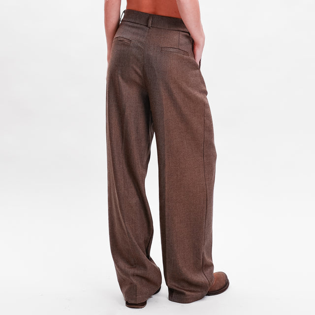 Zeroassoluto-Pantalone GENDER wide leg genderless - diagonale camel/moro