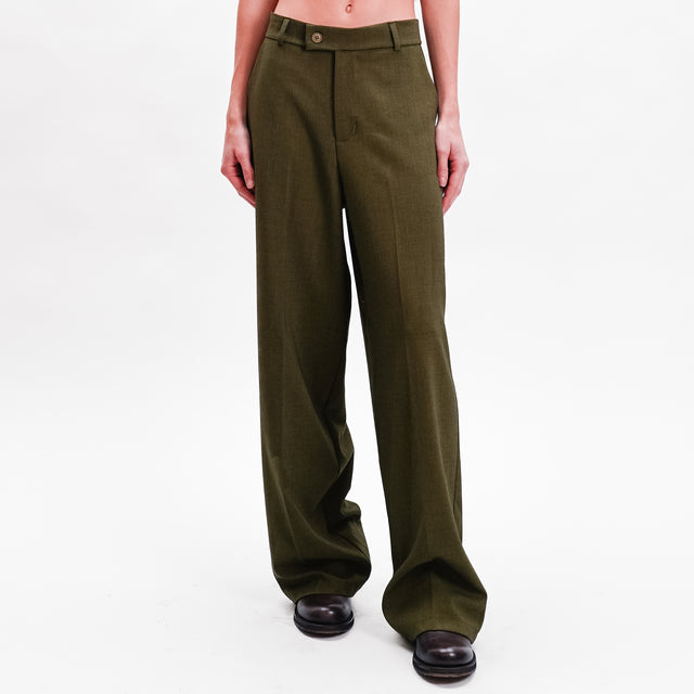 Zeroassoluto-Pantalone GENDER wide leg genderless - olive melange