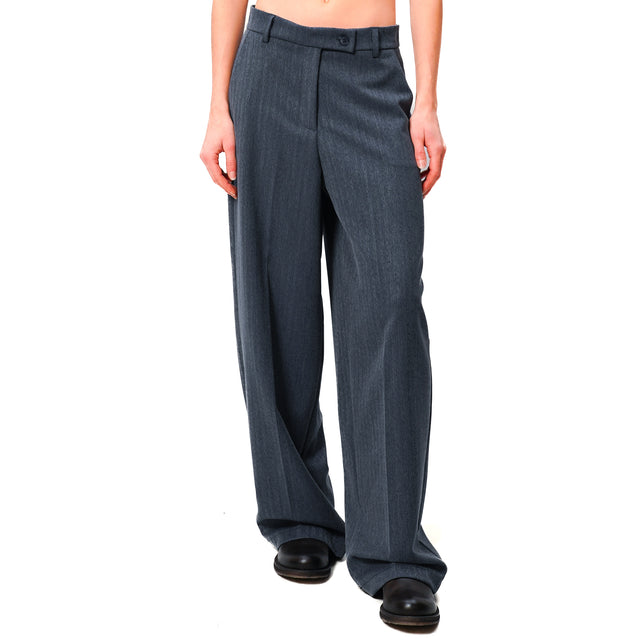 Zeroassoluto-Pantalone GENDER wide leg genderless - spinato blu