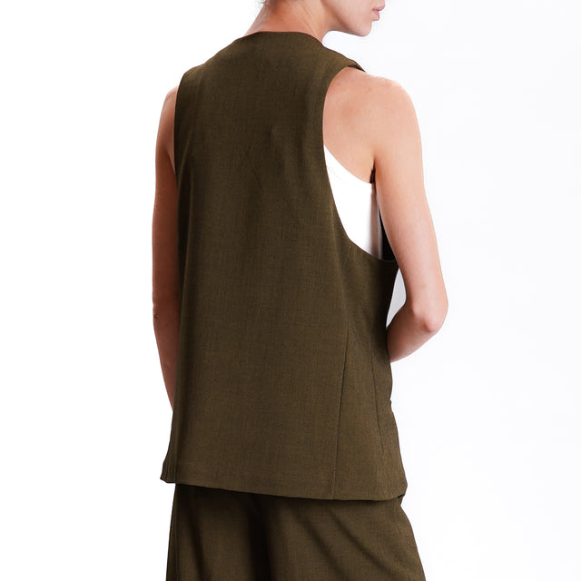 Zeroassoluto-Gilet GILY 3 bottoni - olive melange