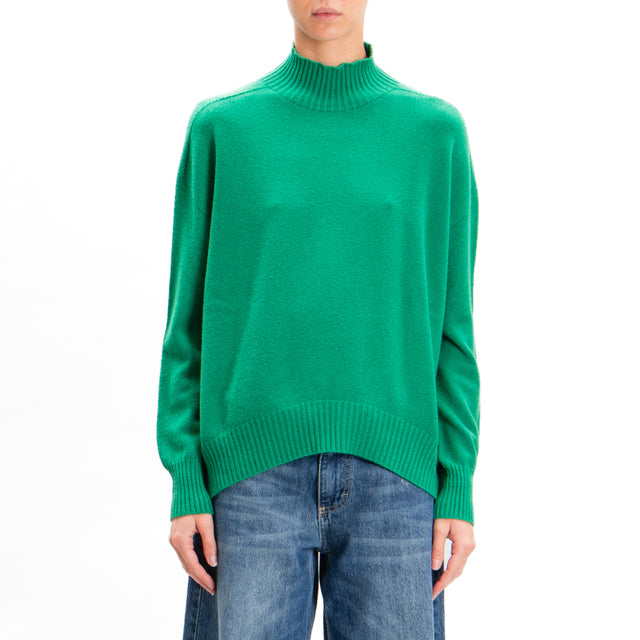 Zeroassoluto-Ribbed collar sweater - GREEN