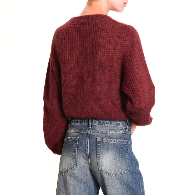 Zeroassoluto-Cardigan mohair bottoni gioiello - Bordeaux