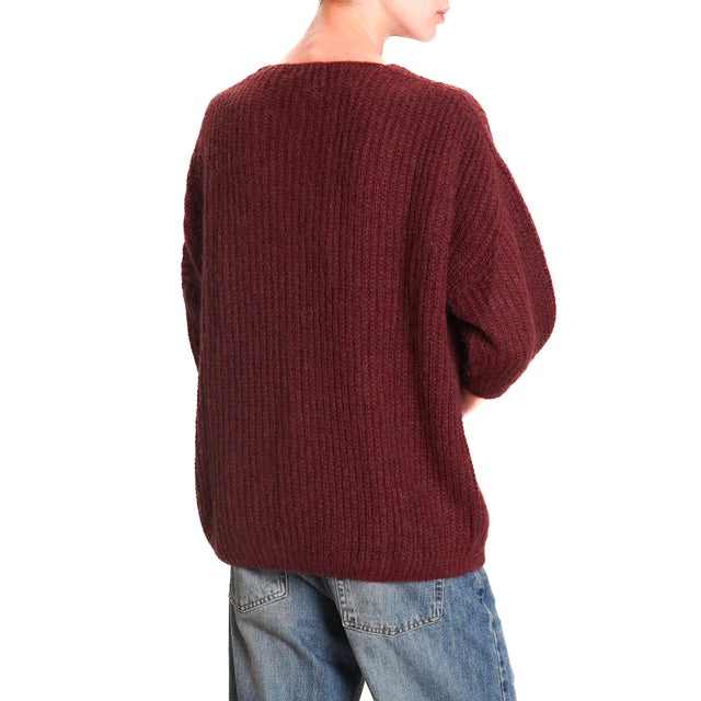 Zeroassoluto-Cardigan mohair bottoni gioiello - Bordeaux