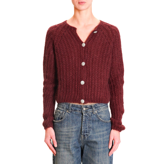 Zeroassoluto-Cardigan mohair bottoni gioiello - Bordeaux