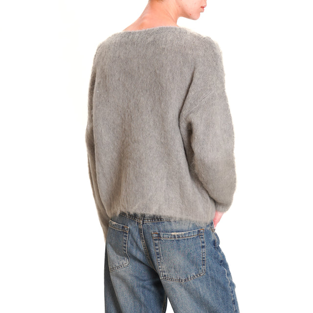 Zeroassoluto-Maglia girocollo mohair - grigio