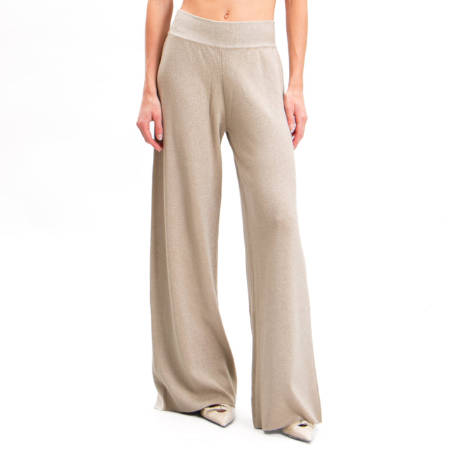 Zeroassoluto-Pantalone lurex in maglia - sand