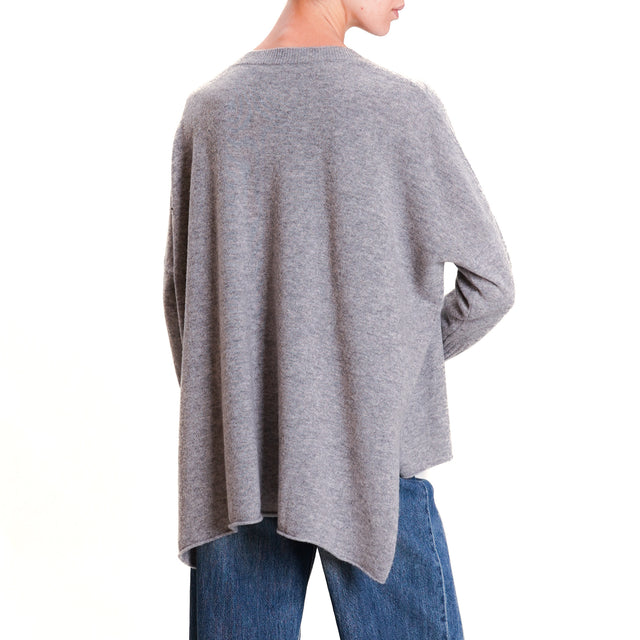 Zeroassoluto-Maglia scatola taglio vivo 100% lana SOFT - grigio melange