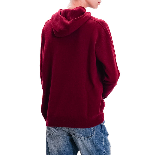 Zeroassoluto-Maglia con cappuccio 100% lana SOFT - Bordeaux