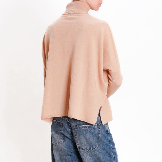 Zeroassoluto-Maglia scatola collo alto 100% lana SOFT- beige