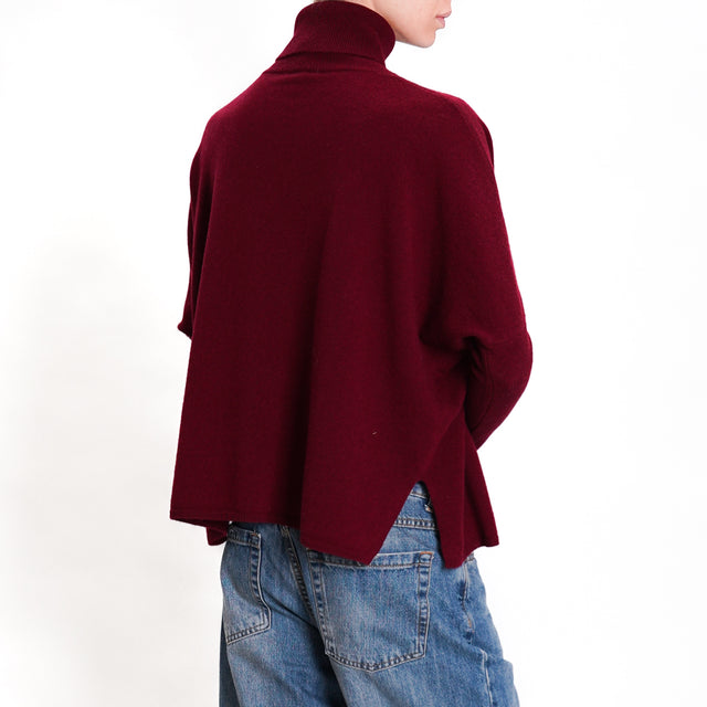 Zeroassoluto-Maglia scatola collo alto 100% lana SOFT- Bordeaux