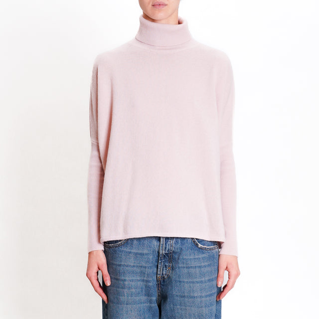 Zeroassoluto-Maglia scatola collo alto 100% lana SOFT - rosa