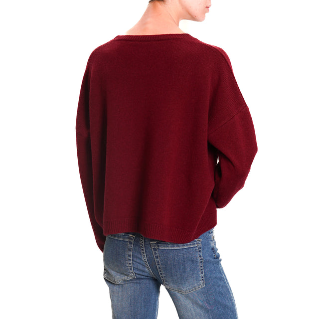 Zeroassoluto-Maglia scatola doppio filo 100% LANA SOFT - Bordeaux