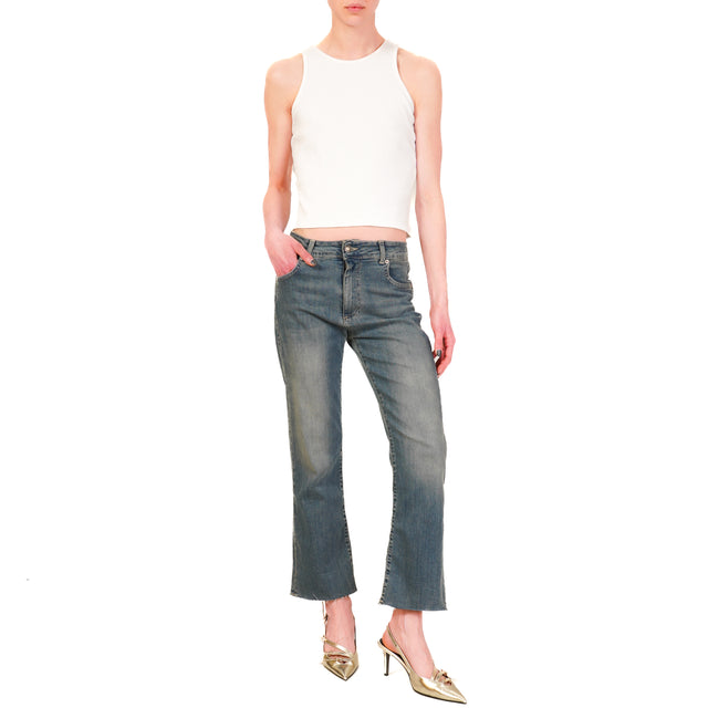 Zeroassoluto-Jeans JENNIFER flare crop elasticizzato - denim