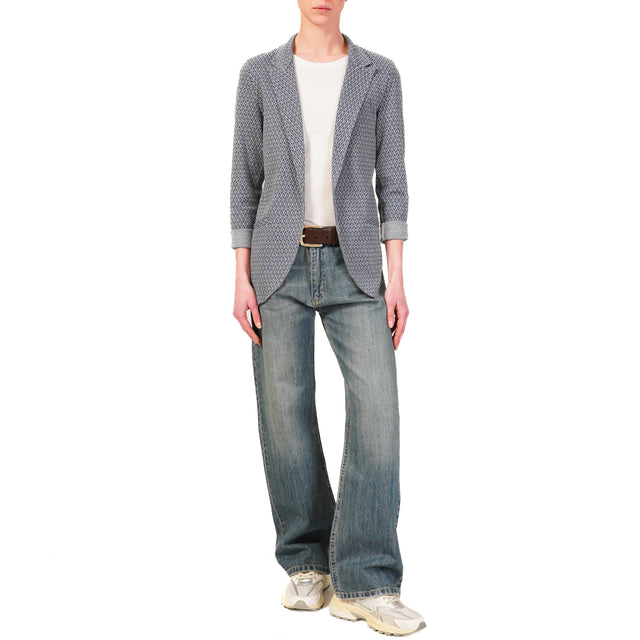 Zeroassoluto-Giacca JIN elasticizzata - rombi lurex blu/jeans/latte