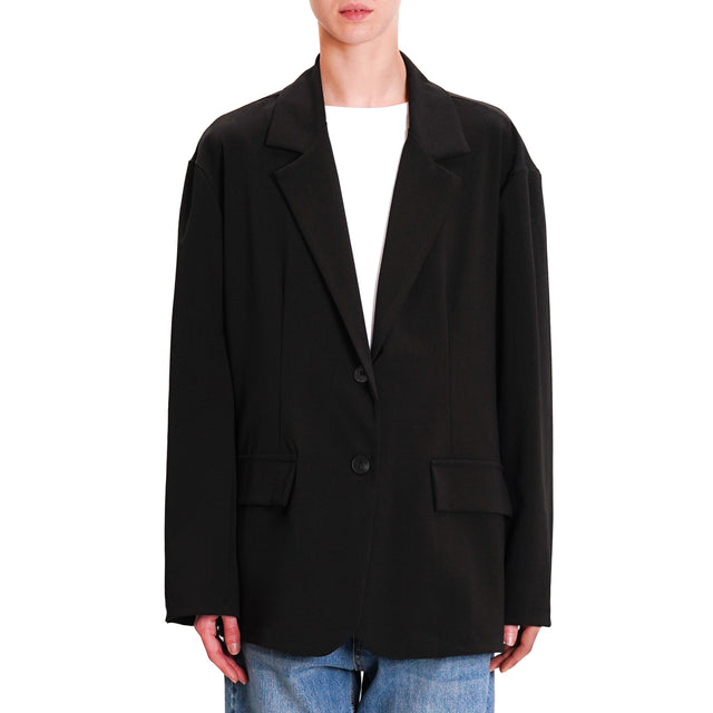 Zeroassoluto-Giacca JOLLY oversize elasticizzata - nero