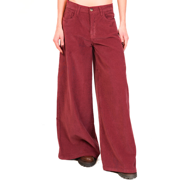 Zeroassoluto-LANY wide leg stretch corduroy trousers - wine