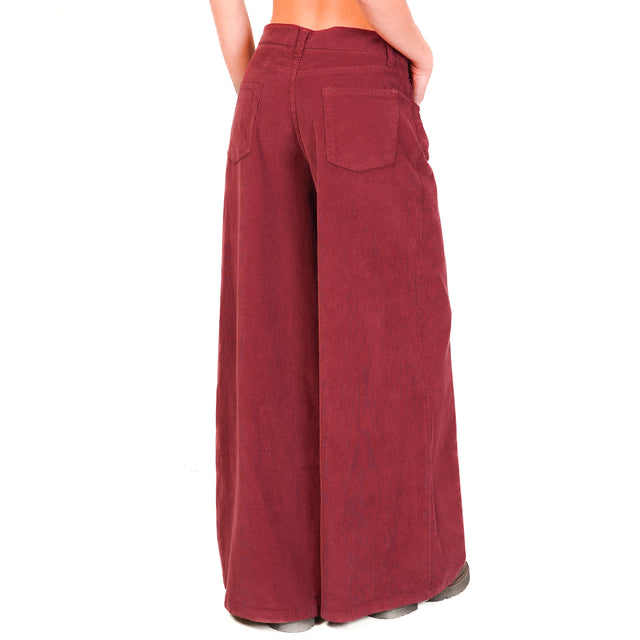 Zeroassoluto-LANY wide leg stretch corduroy trousers - wine