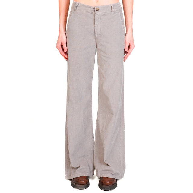 Zeroassoluto-Pantalone LILLY velluto  millerighe elasticizzato  - silver