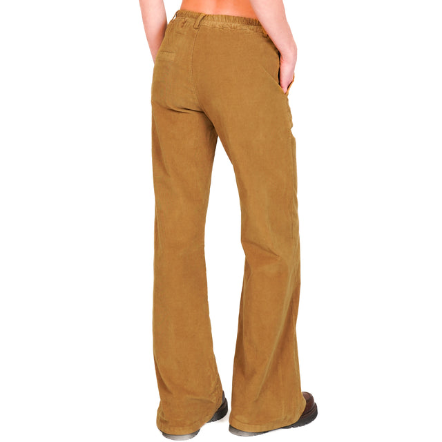 Zeroassoluto-Pantalone LILLY velluto millerighe elasticizzato - humus