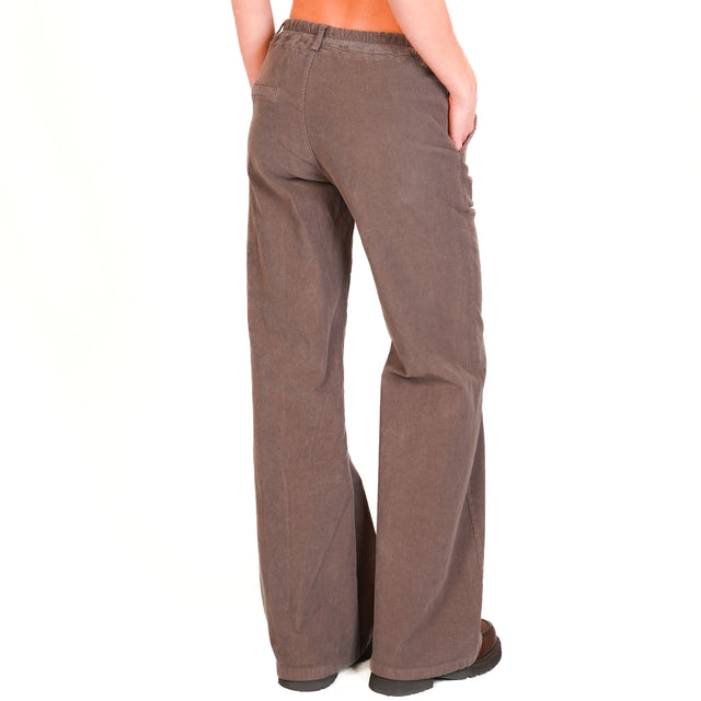 Zeroassoluto-Pantalone LILLY velluto millerighe elasticizzato - taupe