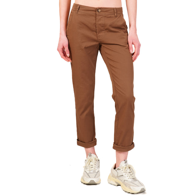 Zeroassoluto-Pantalone LOIS chino cotone elasticizzato - moka