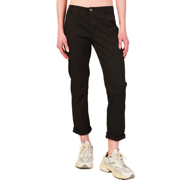 Zeroassoluto-Pantalone LOIS chino cotone elasticizzato - nero