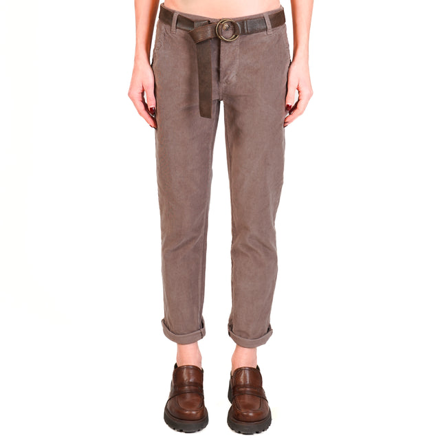 Zeroassoluto-LOIS chino trousers in stretch corduroy - taupe