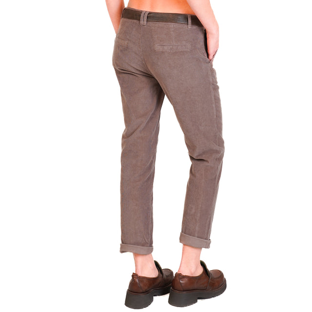 Zeroassoluto-Pantalone LOIS chino velluto millerighe elasticizzato - taupe