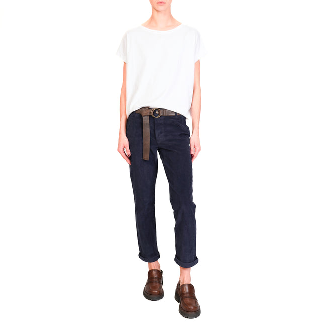 Zeroassoluto-LOIS chino trousers in stretch corduroy - blue