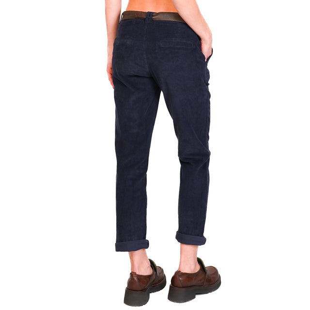 Zeroassoluto-LOIS chino trousers in stretch corduroy - blue