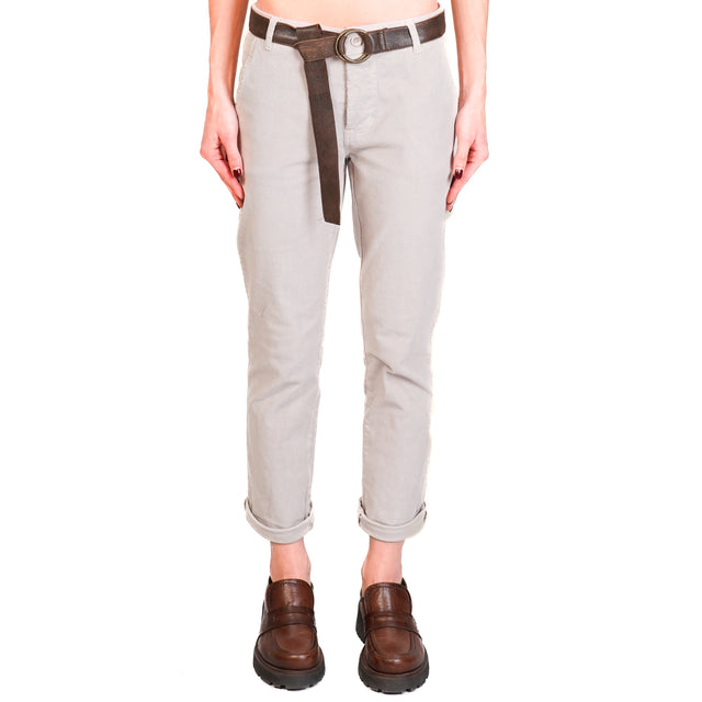 Zeroassoluto-Pantalone LOIS chino velluto millerighe elasticizzato - calce